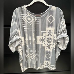 L Gray Aztec Top